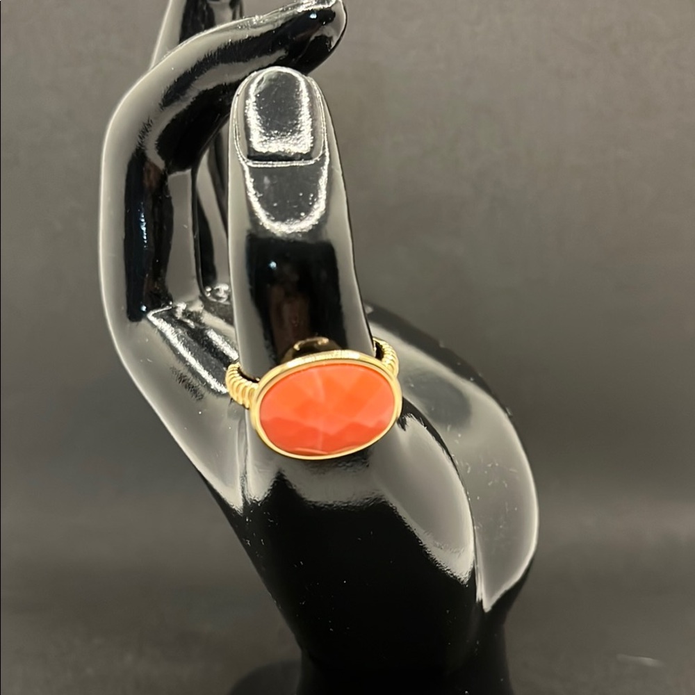 Elegant Gold and Coral Ring